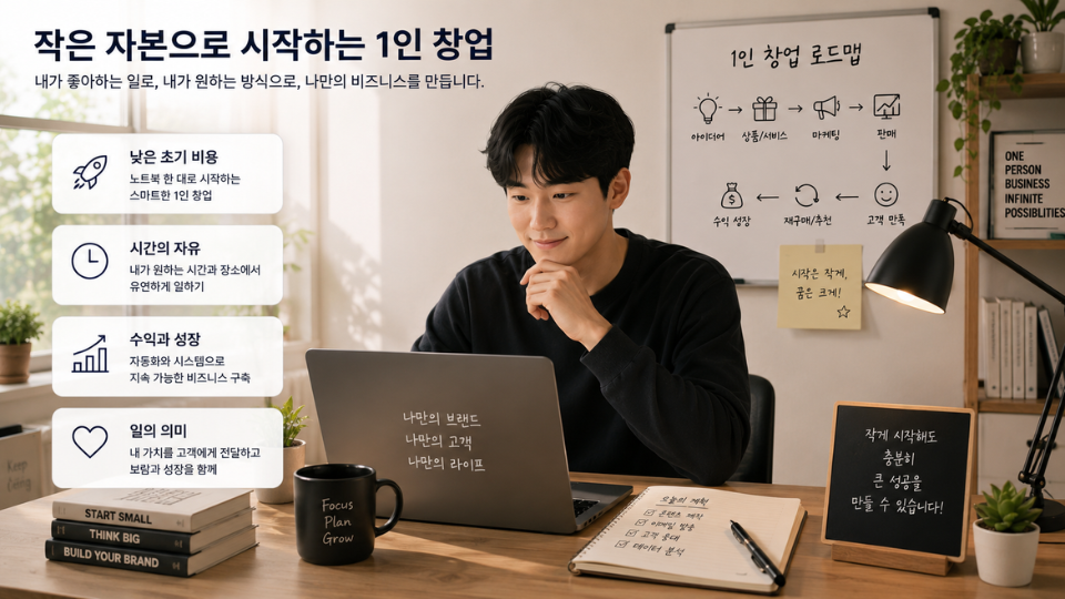 작은 자본으로 1인 창업을 운영하는 솔로프러너 이미지