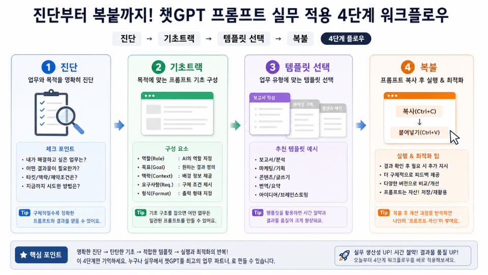 진단부터 복붙까지 챗GPT프롬프트 실무 적용 4단계 워크플로우
