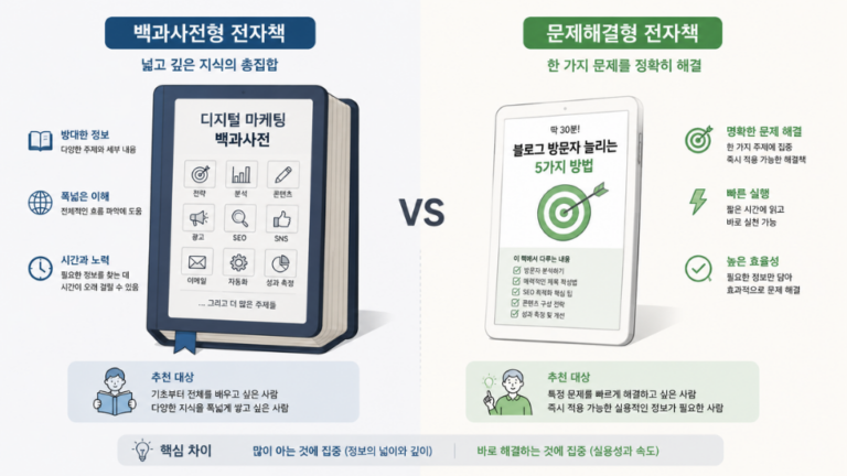 안 팔리는 백과사전형 전자책 vs 잘 팔리는 문제해결형 전자책, AI로 시작하기