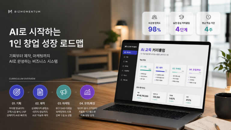 기획부터 매출까지 혼자 다 하는 1인 창업 필수 코스, 비즈모멘텀 AI 교육의 모든 것