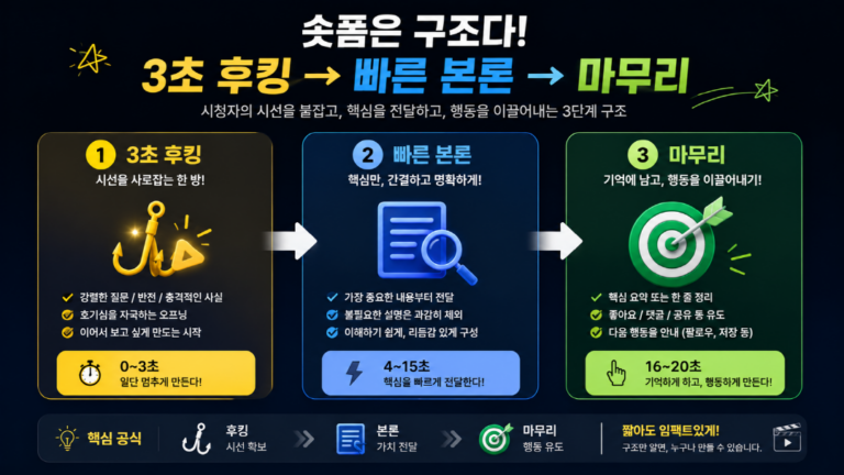 숏폼 구조의 승부처는 영상 내용이 아니라 ‘첫 3초’입니다