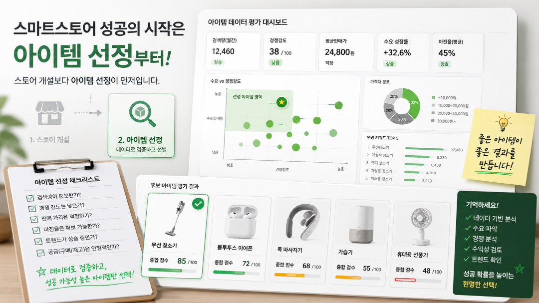 스마트스토어 소싱 아이템 데이터 평가 개념 이미지