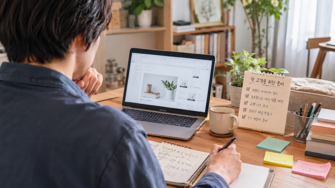 포트폴리오 없이 첫 고객을 준비하는 1인 창업가의 작업 데스크