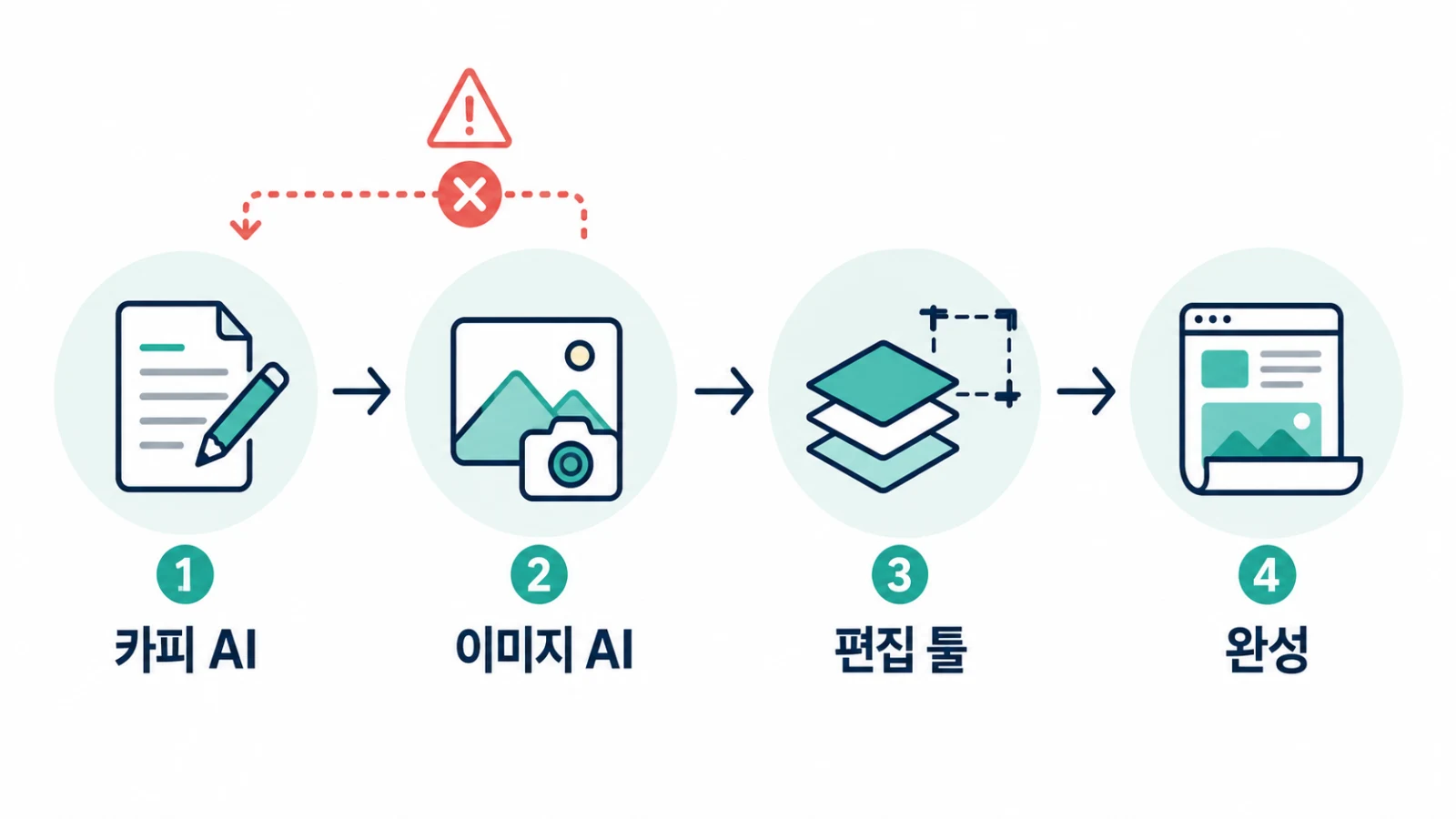 카피 AI 이미지 AI 편집 툴 4단계 순서 다이어그램