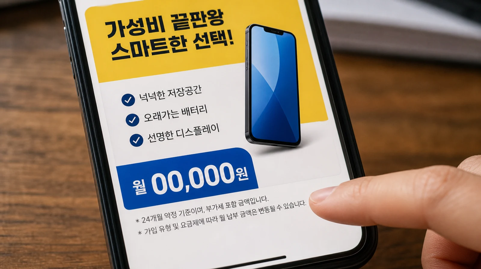 광고 문구의 가격 조건을 확인하는 모습