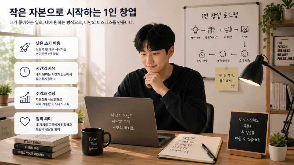 작은 자본으로 1인 창업을 운영하는 솔로프러너 이미지