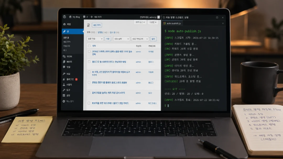 워드프레스 AI 자동 발행 파이프라인 개념 이미지